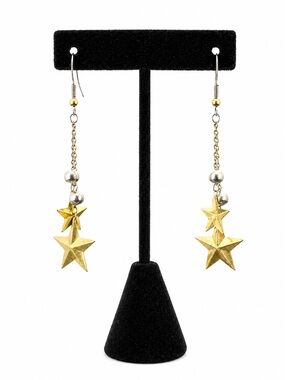 Gold Star Drop Earrings - Women